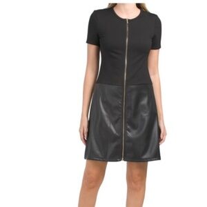 Elle Tracy Black Leather Imitation Dress Size XS